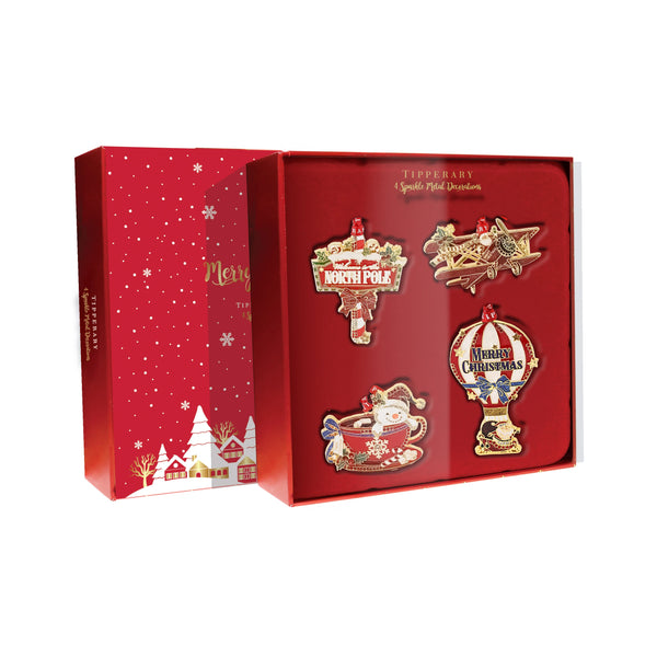 Merry Christmas Sparkle decoration set of four NTBB