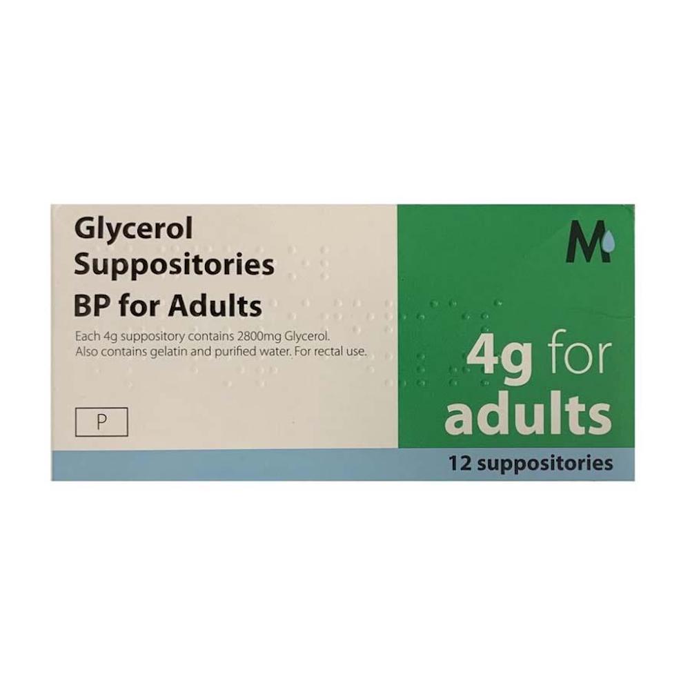 Glycerol Supp Bp Adult 4G 12Pk