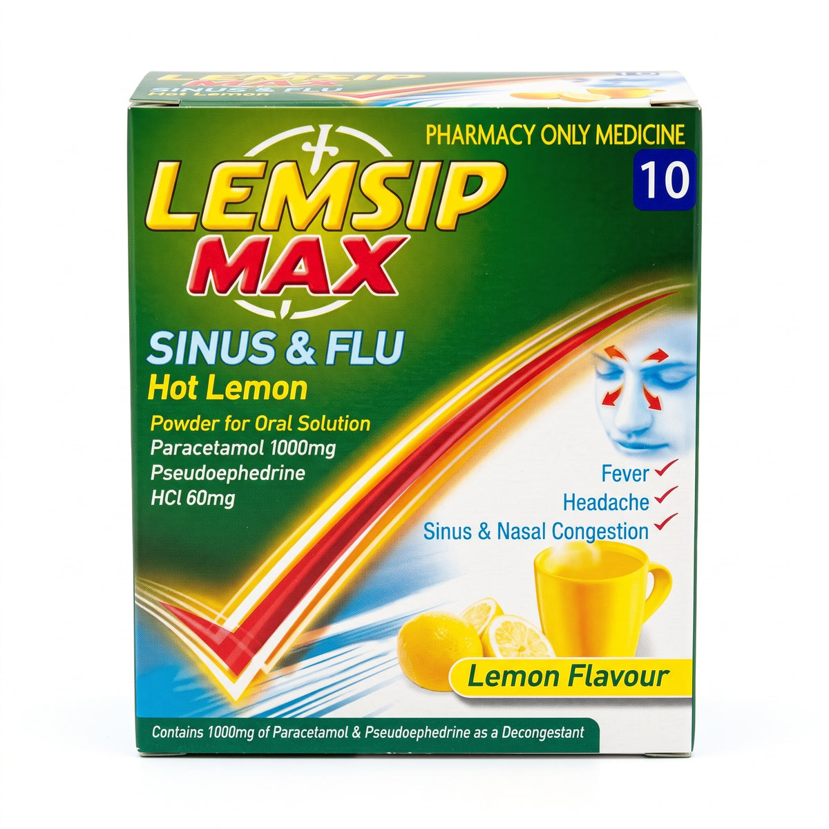 Lemsip Max Sinus & Flu Hot Lemon 10Pk