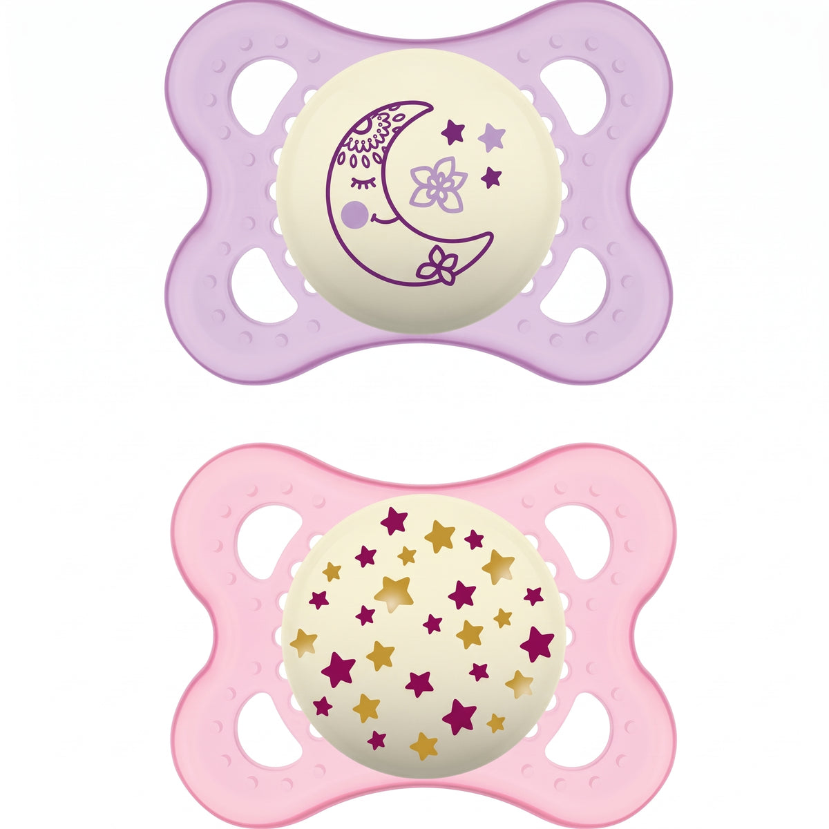 Mam Original Night 0+ Months (Light Purple/Light Pink Stars)