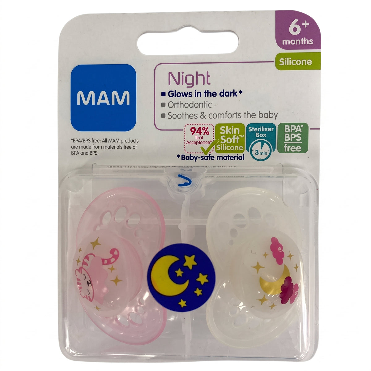 Mam Original Night 6+ Months (Baby Pink/ White)