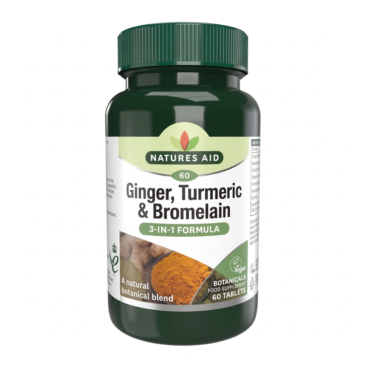 Natures Aid Ginger Tumeric 3In1 60 Tablets