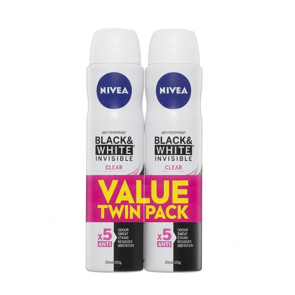 Nivea Black & White Invisible Deo Twin Pack
