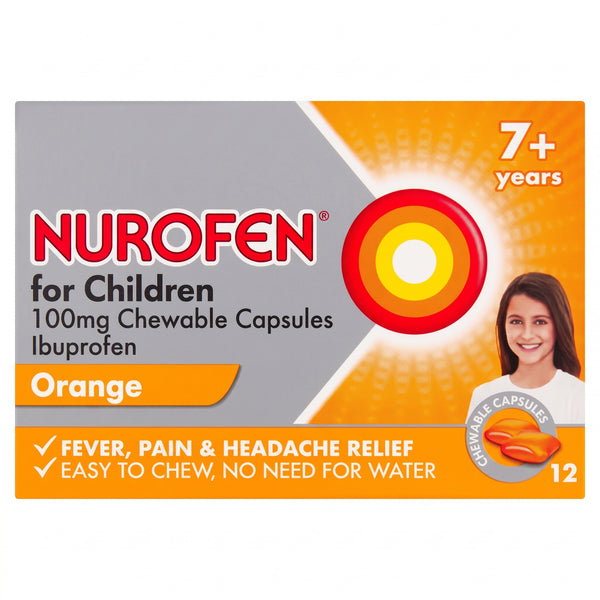 Nurofen Child 7+ Soft Chewable Caps 12Pk Orange