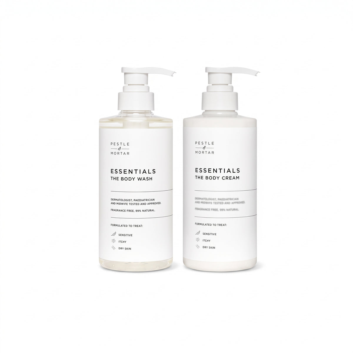 Pestle & Mortar Essentials Body Wash & Body Cream 500Ml Bundle