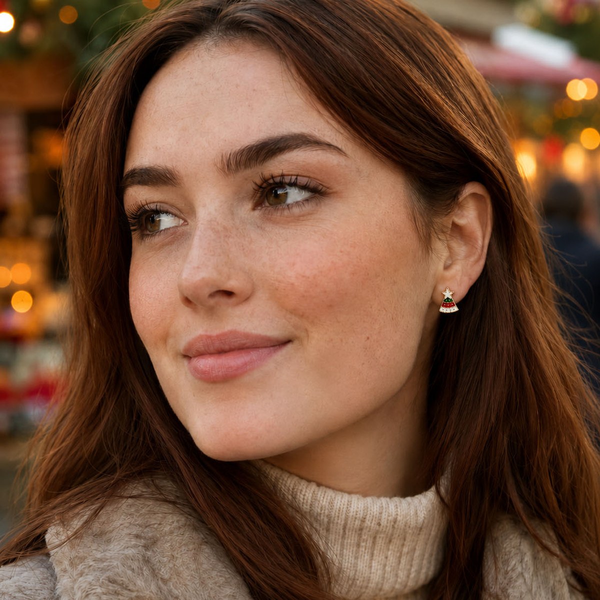 Star Christmas Tree Stud Earrings