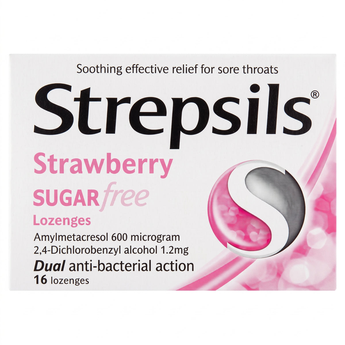 Strepsils Strawberry Sugar Free Lozenge 16Pk