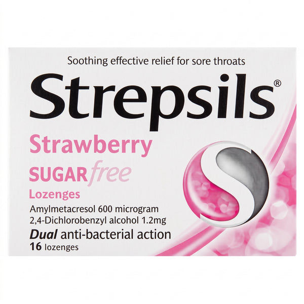 Strepsils Strawberry Sugar Free Lozenge 16Pk